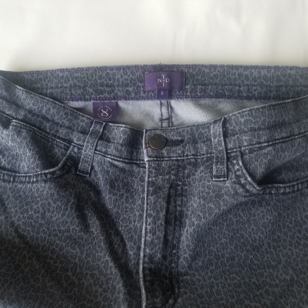 NYDJ Gray Animal Print Lift Tuck Ankle  Jeans Sz 8